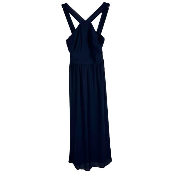 Lulus Small Dress Navy Blue Maxi Floor Length Sleeveless Chiffon Zip Lined‎ 184 - Picture 8 of 8
